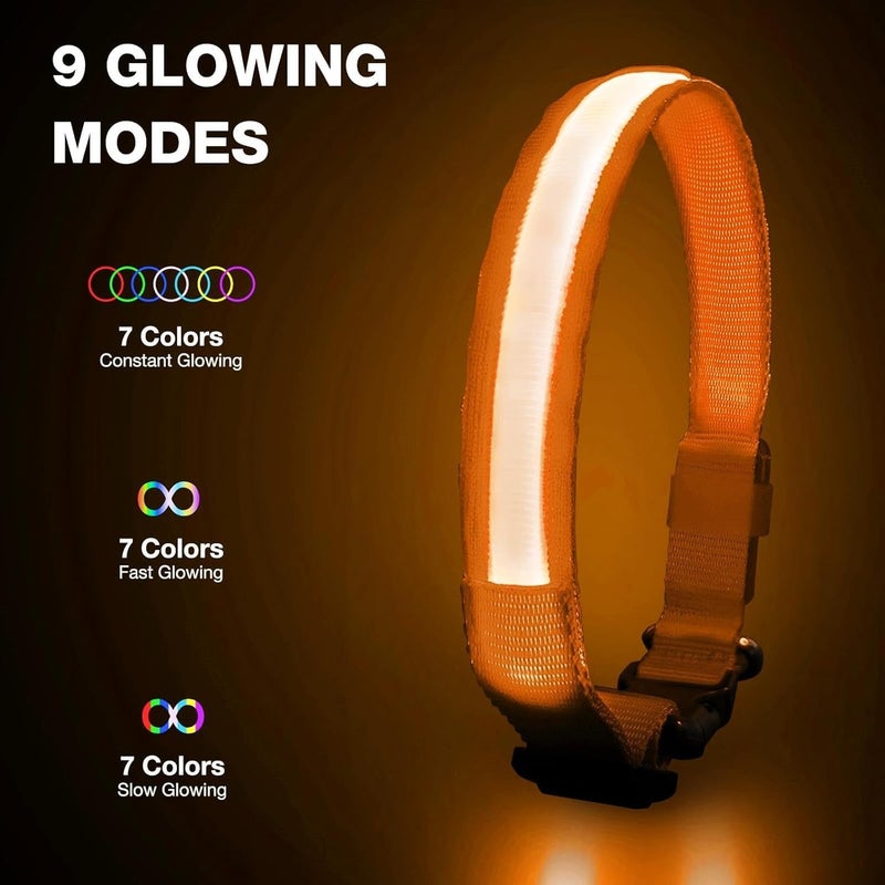 PcEoTllar Light up Dog Collar for Night Walking - LED Dog Collar Light Rechargeable Color Changing, Glow in The Dark Dog Collars Waterproof Glowing Dog Collars for Large Small Medium Dogs - Image 2